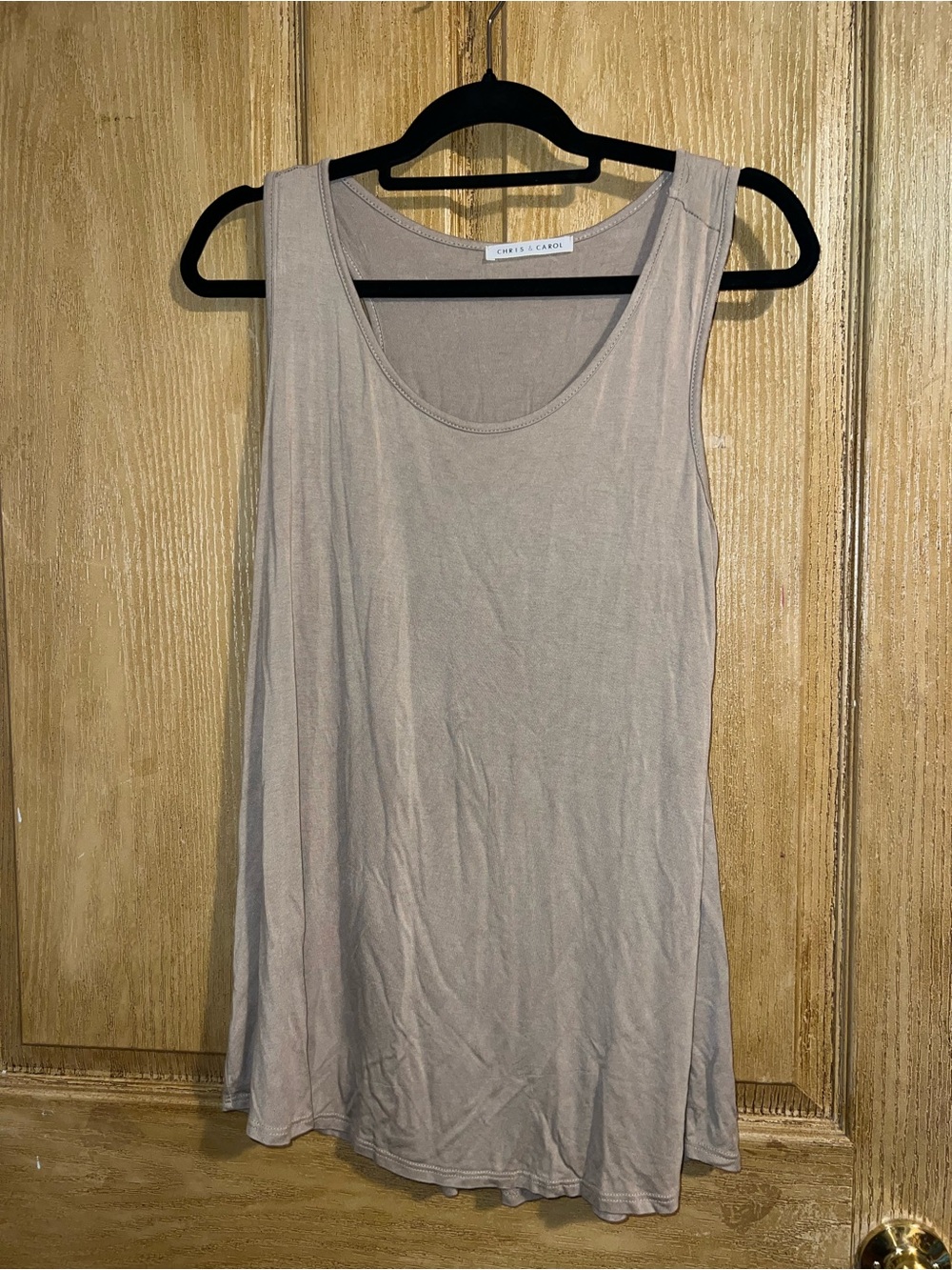 Casual Sleeveless Tank Top by Chris and Carol - Taupe size large